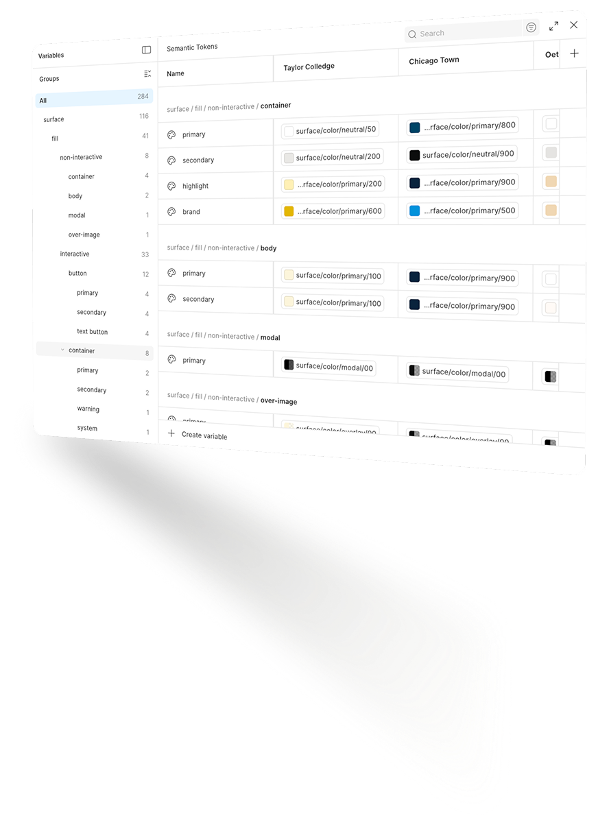 Dr Oetker design system tokens and variables